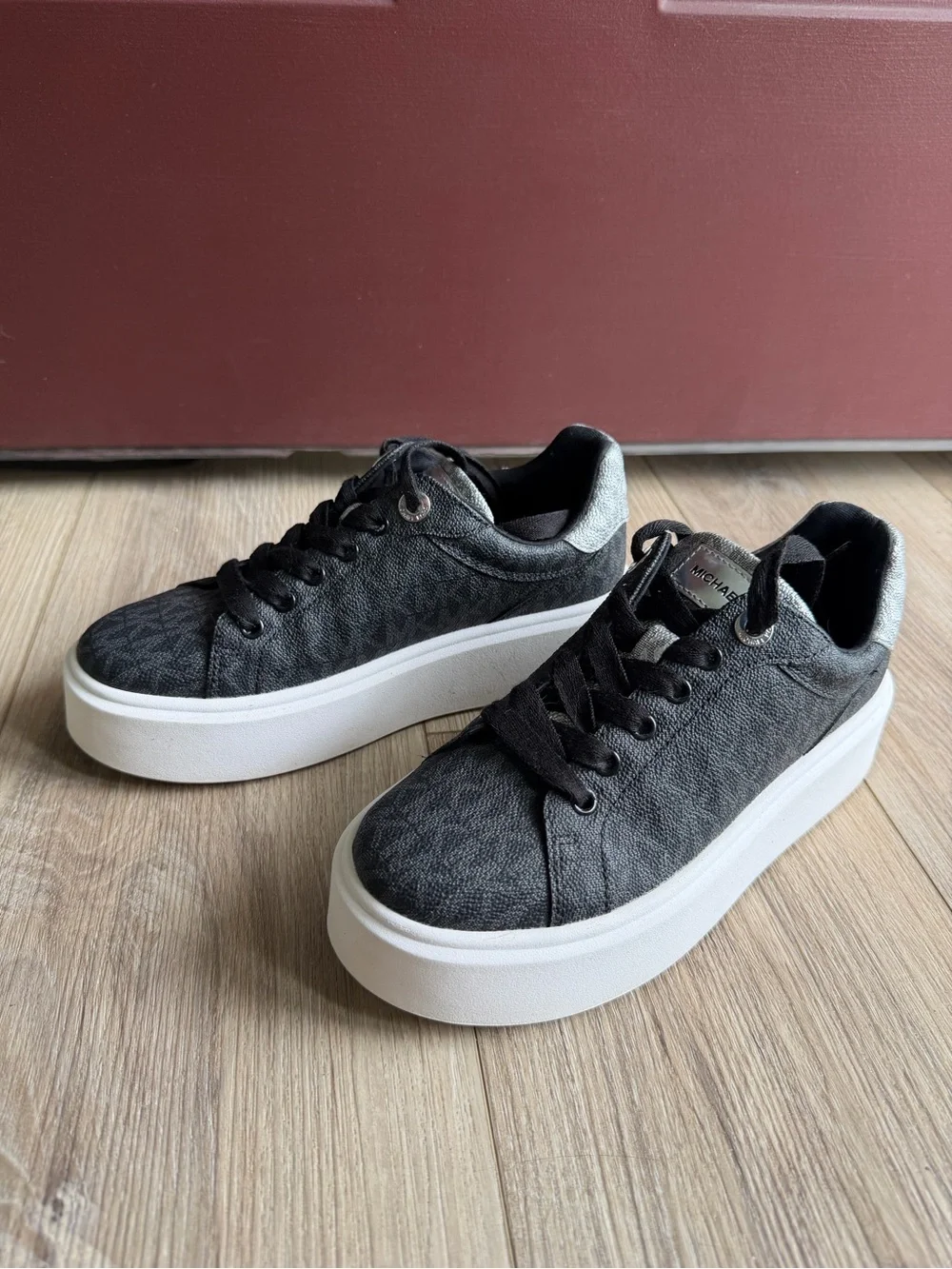 Michael Kors Gray Platform Logo-Print Sneakers